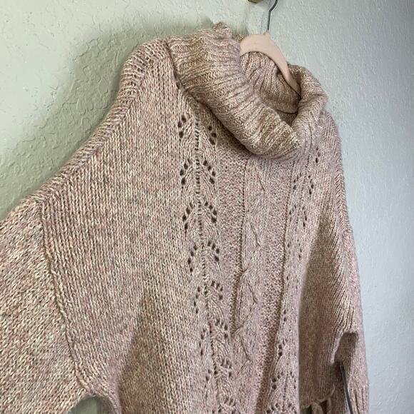 VENUS Sweater Turtle Cowl Neck Knit Ribbed Bell Sleeve Fringe Hem Cozy Warm NWT - Picture 7 of 13